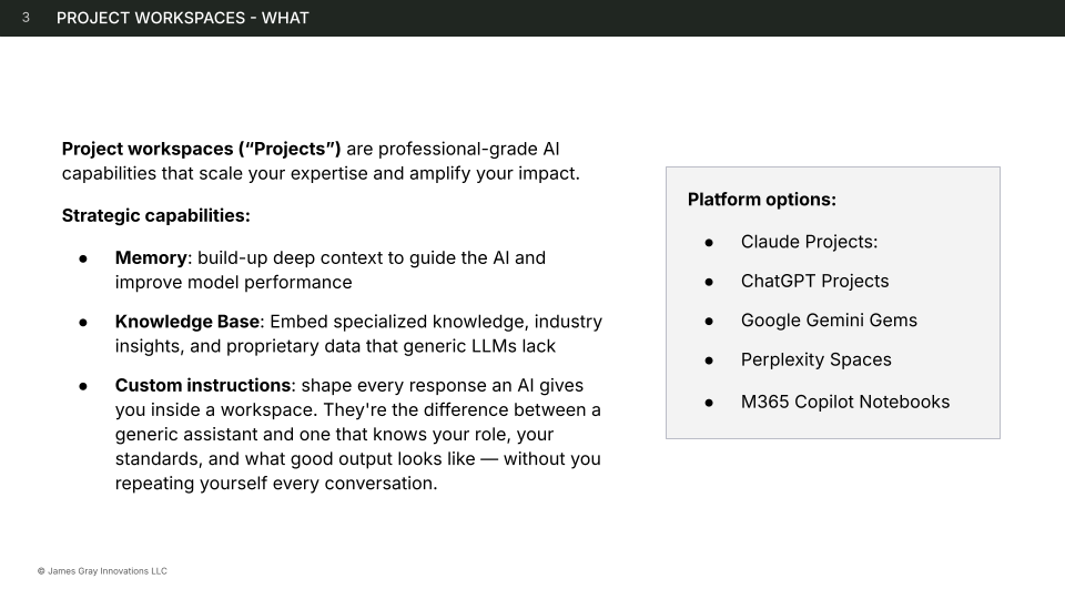 Project Workspaces — strategic capabilities and platform options
